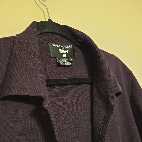 Vintage Kasper Purple/Brown Cardigan Sweater P2P 21 LG 54 - Picture 7 of 7